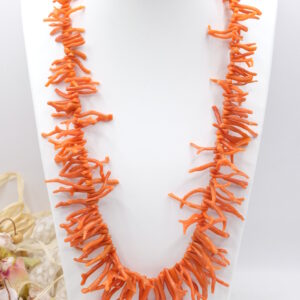 Collana Girocollo Corallo Rosso del Mediterraneo Acciaio