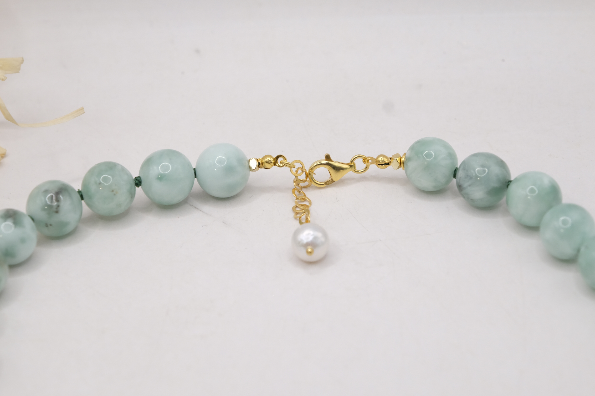 COLLANA PREZIOSA LARIMAR VERDE AMBRA DEL BALTICO VERDE ARGENTO 925 PLACCATO ORO (6)