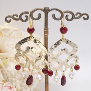 Orecchini Chandelier Perle Giada Borgogna Argento 925