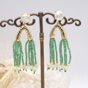 Orecchini Frangia Zirconi Verde Perle