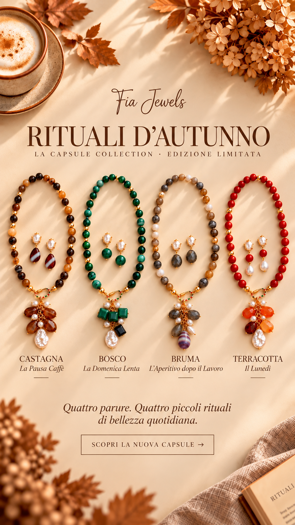 Parure Collana e Orecchini Agata Nocciola e Perle Naturali (5)